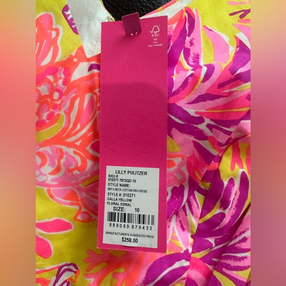 NWT Lilly Pulitzer Bri Midi Dress Yellow Floral Coral Sz 10 $258 Retail - Picture 2 of 6